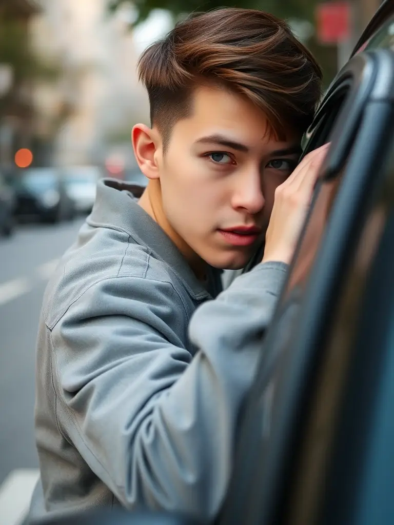 A driver adjusting their mirrors to eliminate blind spots, ensuring maximum visibility and awareness of surrounding traffic.